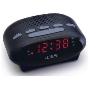 lenco icr 210 fm clock radio & radio alarm clock. black