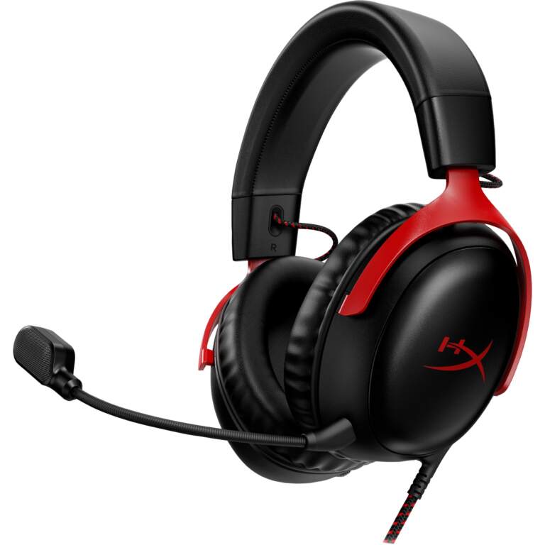 HP HyperX Cloud III Gaming Headset/7.1 Sound/DTS Headphone:X/Spatial Sound/Over-Ear - Black/Red
