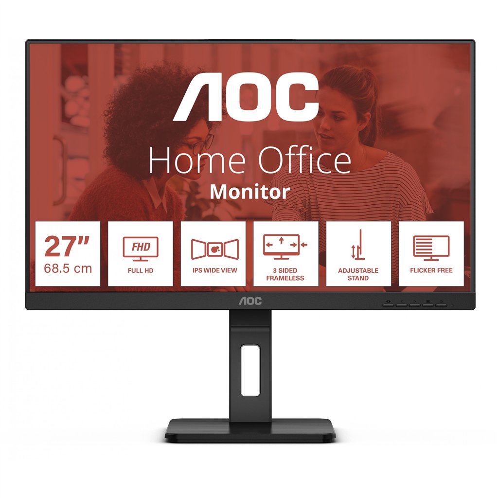 AOC 27E3QAF,AOC 27 inch monitor,AOC Full HD IPS monitor,AOC ergonomic monitor,pivot monitor AOC,AOC monitor with speakers,AOC 75Hz monitor,AOC office monitor,low blue light monitor,AOC E3 series monitor