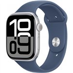 APPLE Watch Series 10 GPS + Cellular 46mm Silver Aluminium Case with Denim Sport Band - M/L